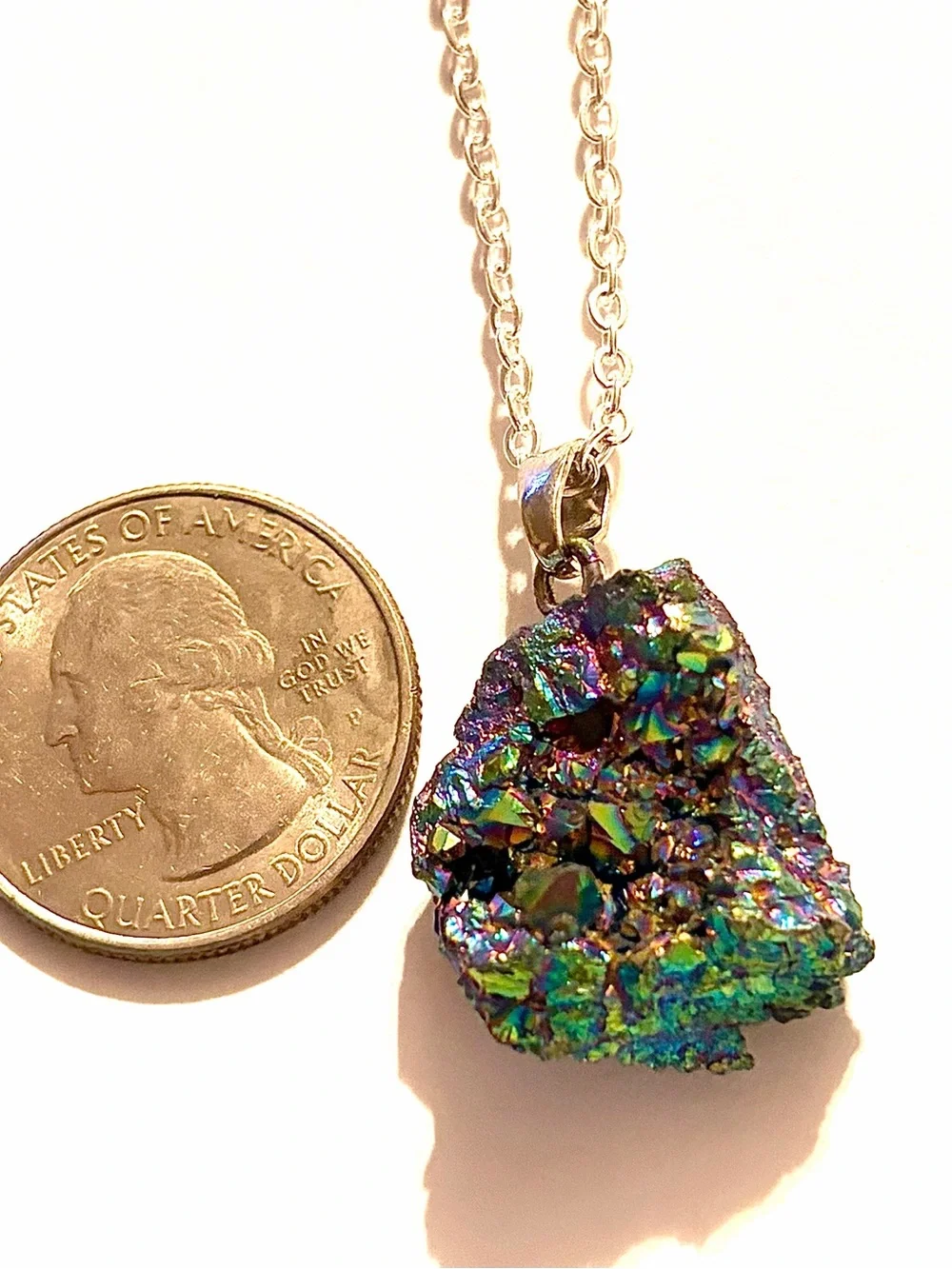 Rainbow Druzy Geode Necklace